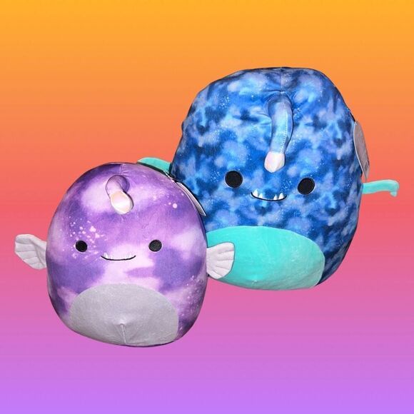 RARE NWT 16” Deezo & 11” Easton Tie Dye Anglerfish Squishmallows - Picture 1 of 3
